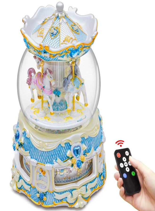Mr.Winder Luxury 10-Inch Carousel Snow Globe Musical, Hand-Painted Remote Control Music Box, Color Lights, for Christmas, Weddings, Birthdays, Holiday Décor for Family, Friends, Plays 64 Melodies - Image 1